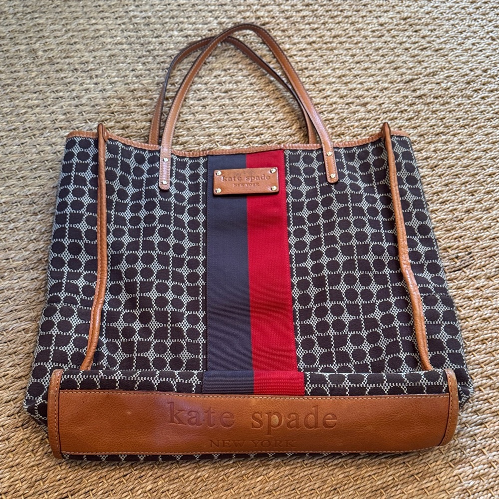 Kate Spade Geometric Black and Red Tote